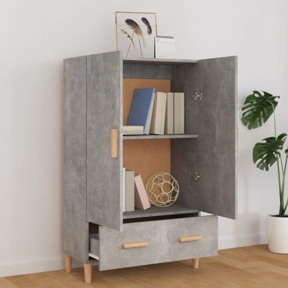 VIDAXL Buffet haut Gris béton 70x31x115 cm Bois d ingénierie