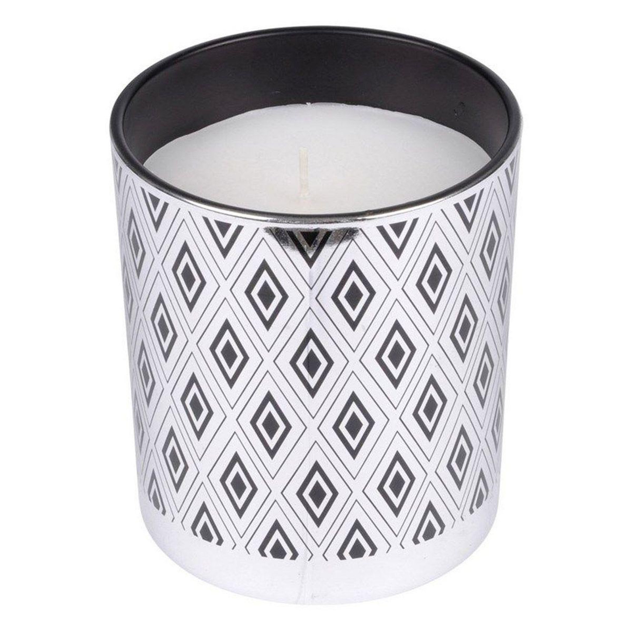 HOMEA Bougie parfumée imprimée en verre  élégant  10cm argent