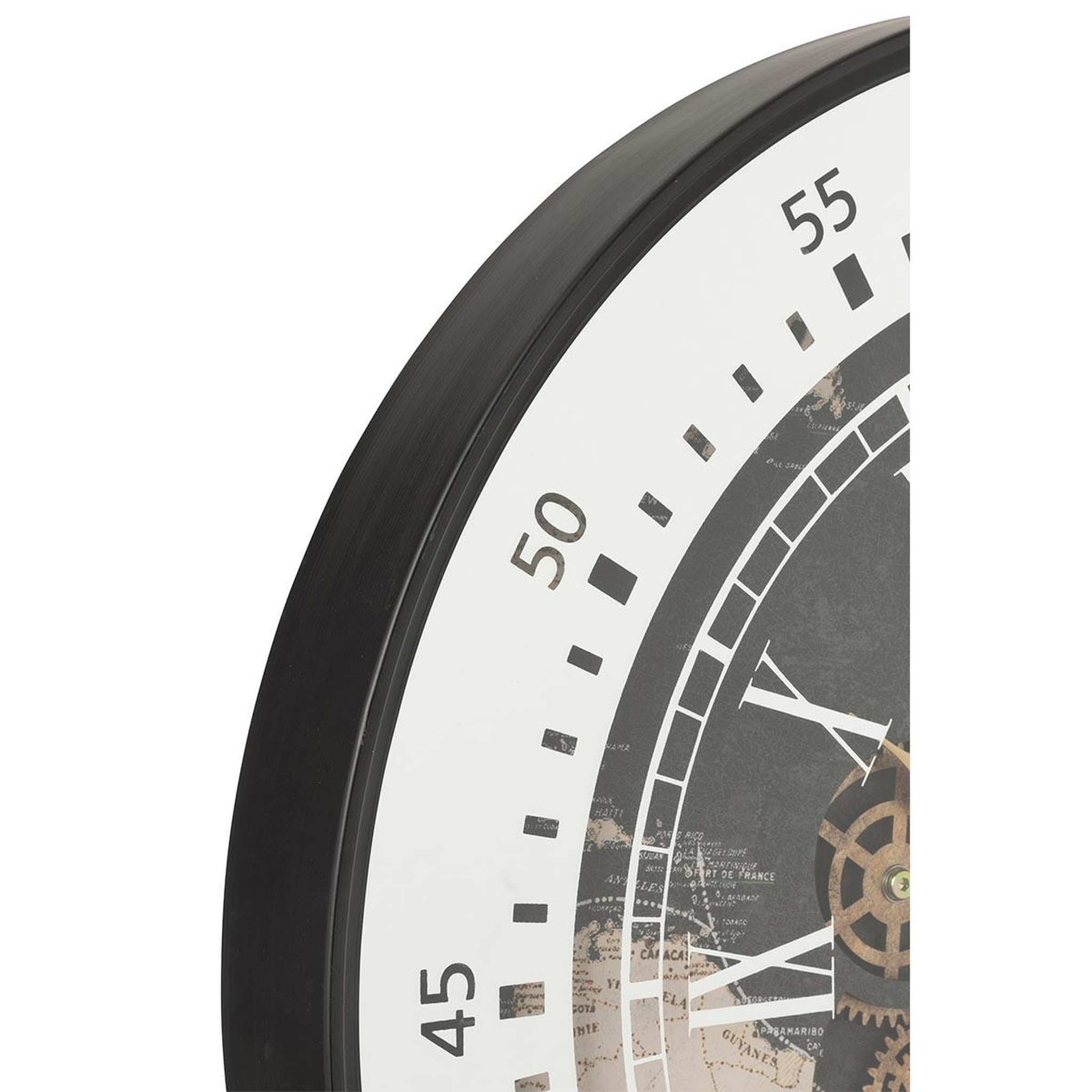 Voir la diapositive 2 : J-LINE Horloge Murale Engrenage  Carte Monde  79cm Multicolore