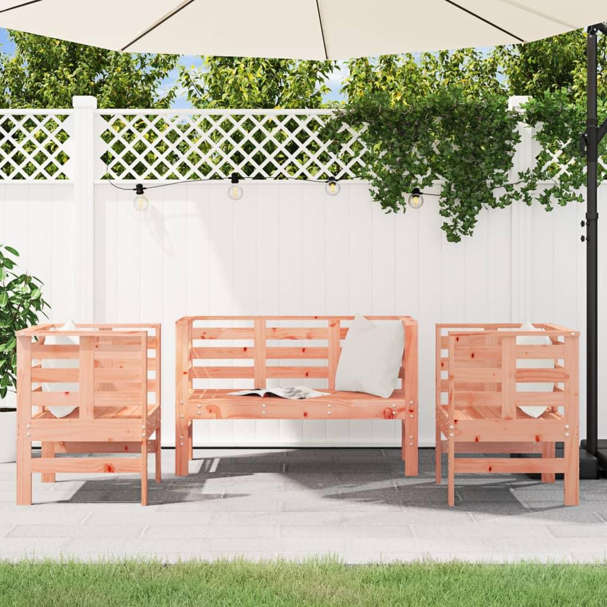 Voir la diapositive 3 : VIDAXL Salon de jardin 3 pcs bois massif douglas