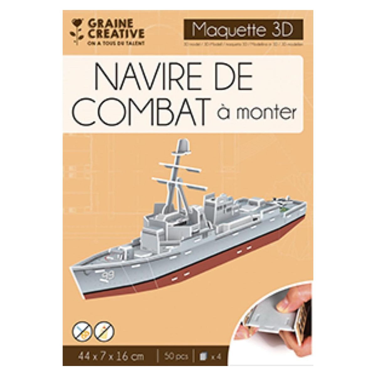 Graine créative Navire de combat Maquette 3D en carton mousse
