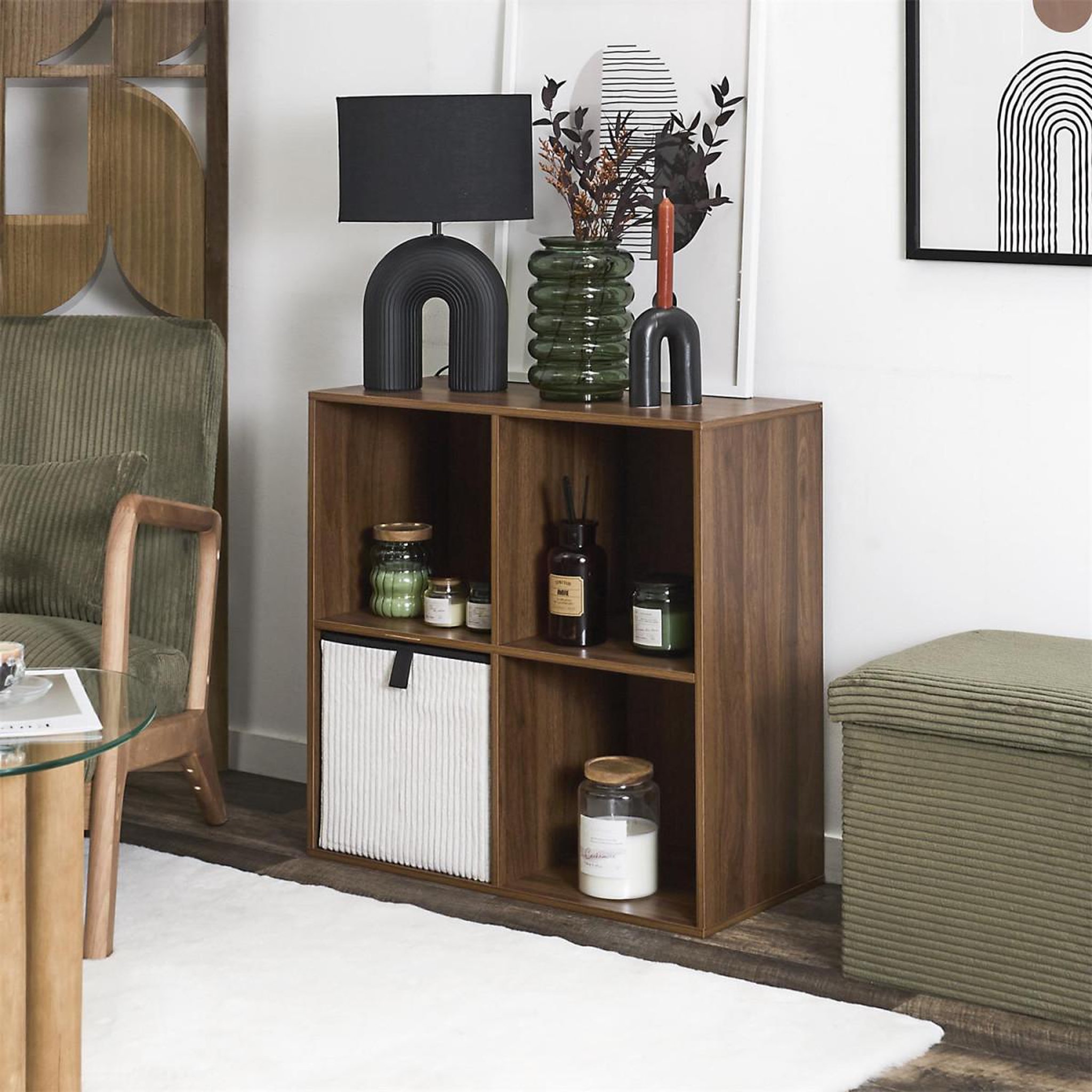Voir la diapositive 5 : The Home Deco Factory Meuble de rangement 4 cases  tiffany  66cm marron