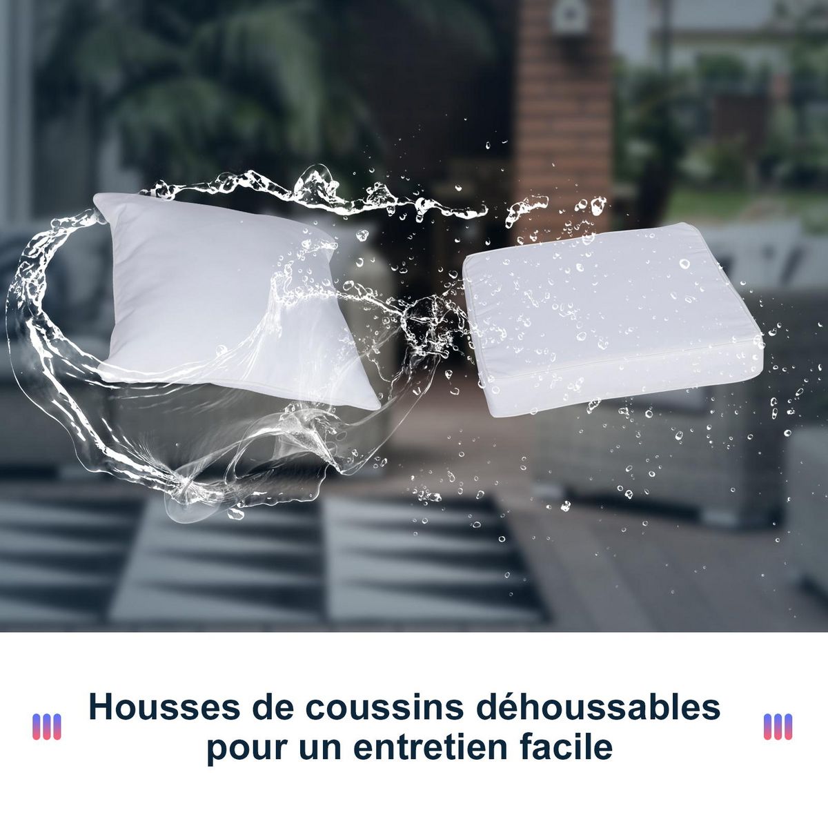 OUTSUNNY Outsunny Ensemble de jardin 3 pièces style cosy 2 fauteuils à bascule avec coussins assise dossier + table basse résine tressée brun crème