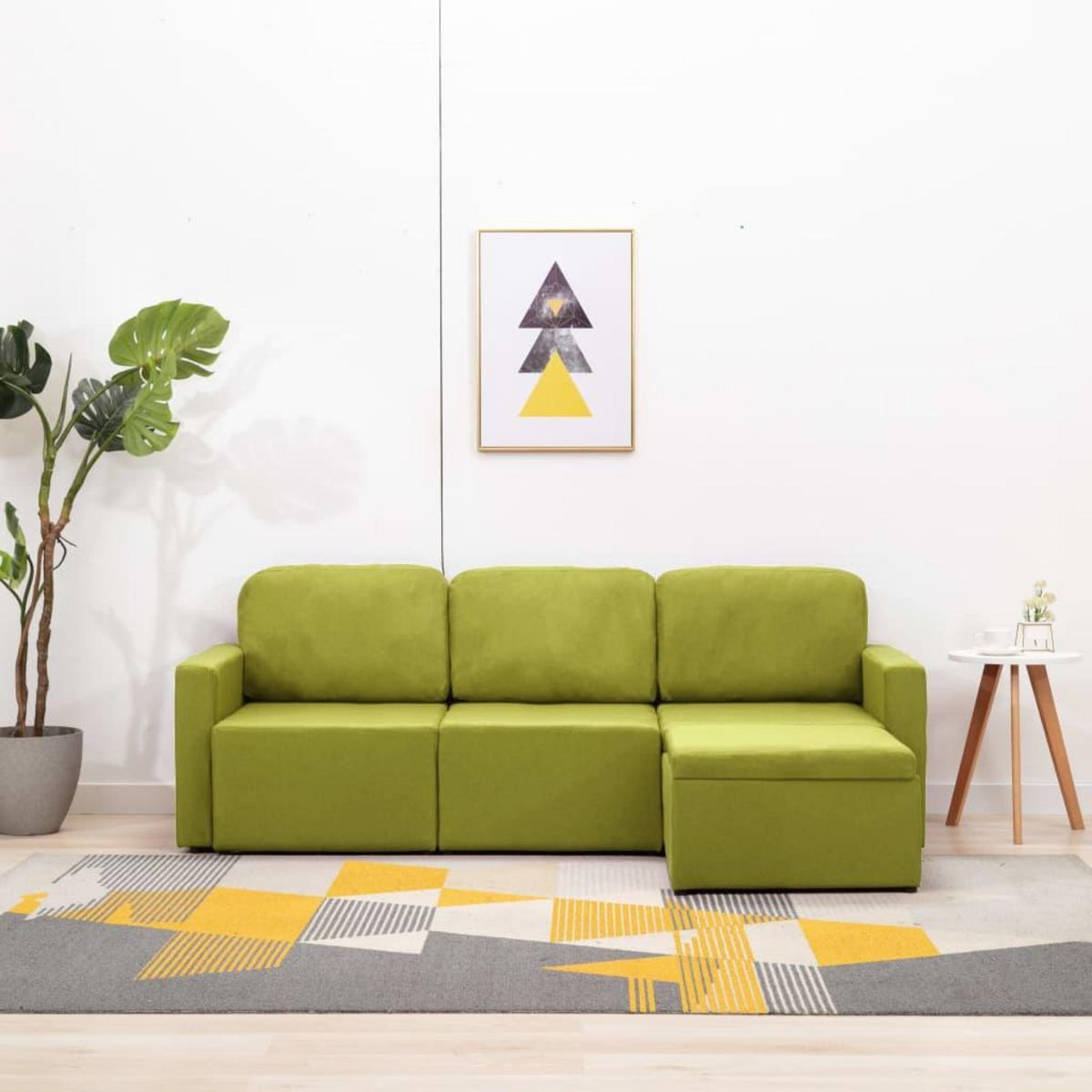 VIDAXL Canape-lit modulaire 3 places Vert Tissu