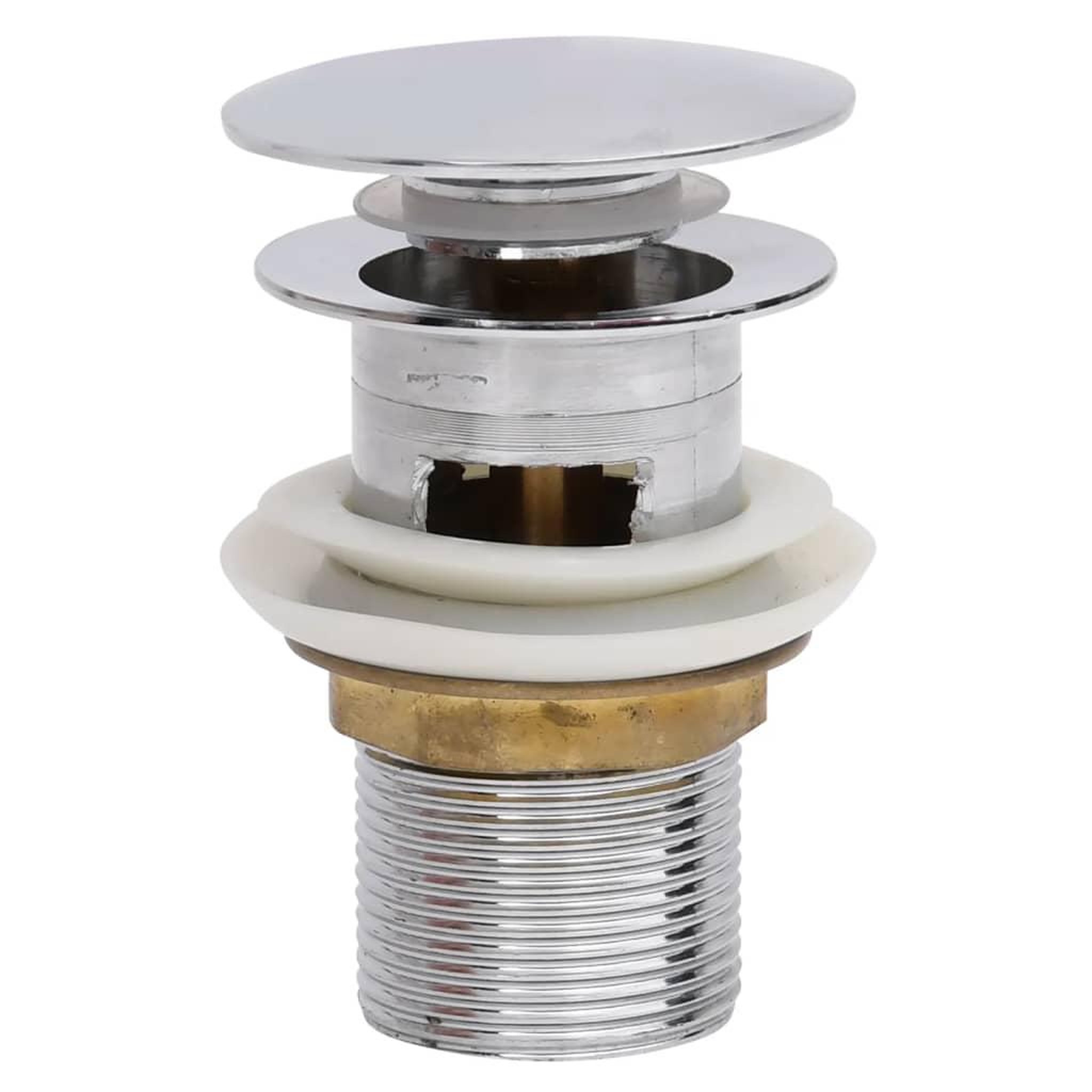 Voir la diapositive 5 : VIDAXL Drain a poussoir avec debordement Chrome 6,4x6,4x9,1 cm