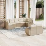 VIDAXL Salon de jardin avec coussins 9 pcs beige resine tressee