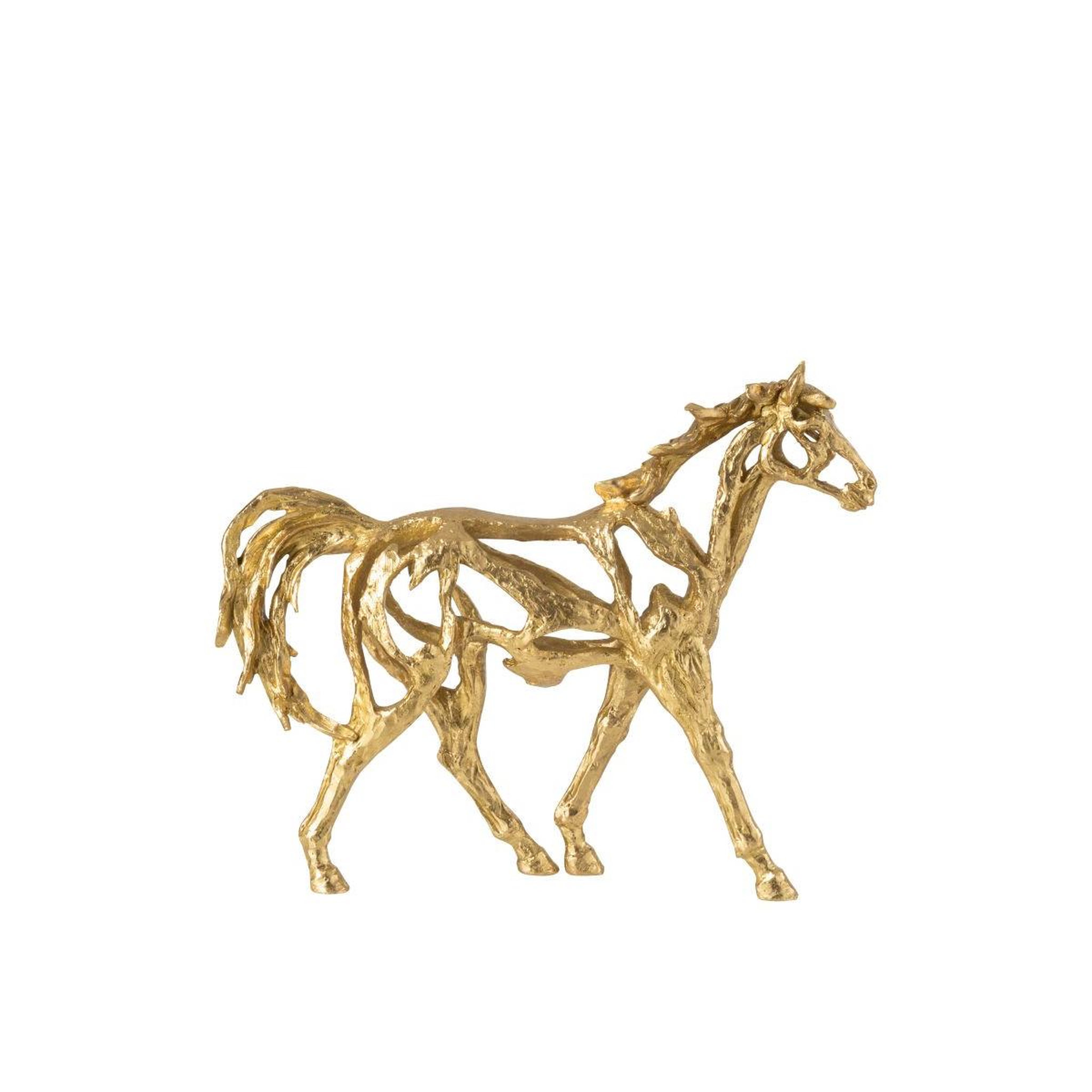 Voir la diapositive 2 : J-LINE Statuette cheval ajouré  hollywood  44cm doré