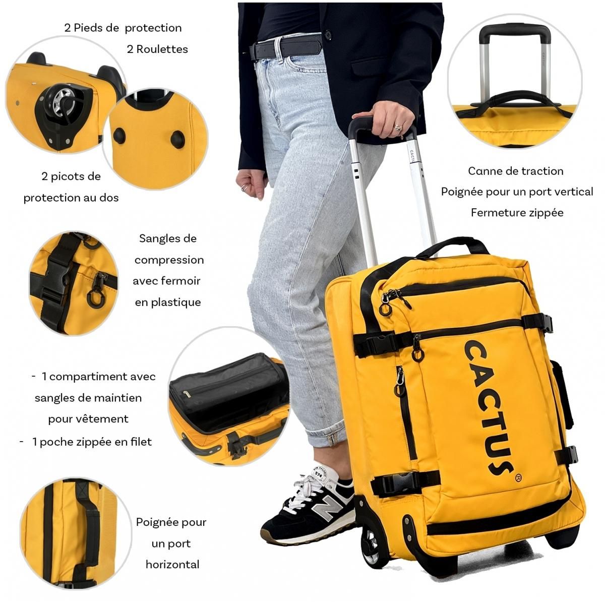 Cactus Sac de voyage cabine avec roulettes 38.5L  50cm