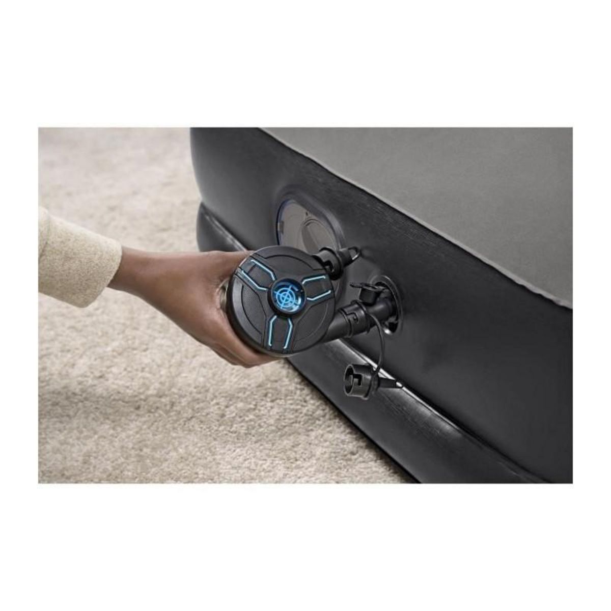 BESTWAY Matelas gonflable - BESTWAY - 671BU - Tritech Queen - 2 places, pompe USB intégrée, 2,03 m x 1,52 m x 36 cm