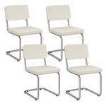 ID MARKET Lot de 4 chaises cantilever NAHE en velours côtelé beige et pied métal
