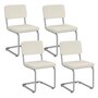 Voir la diapositive 1 : ID MARKET Lot de 4 chaises cantilever NAHE en velours côtelé beige et pied métal
