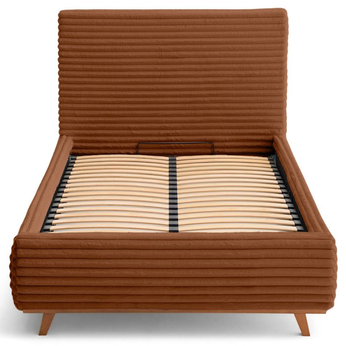 BEST MOBILIER Cristal - lit coffre - 140x200 - sommier inclus - fausse fourrure côtelée
