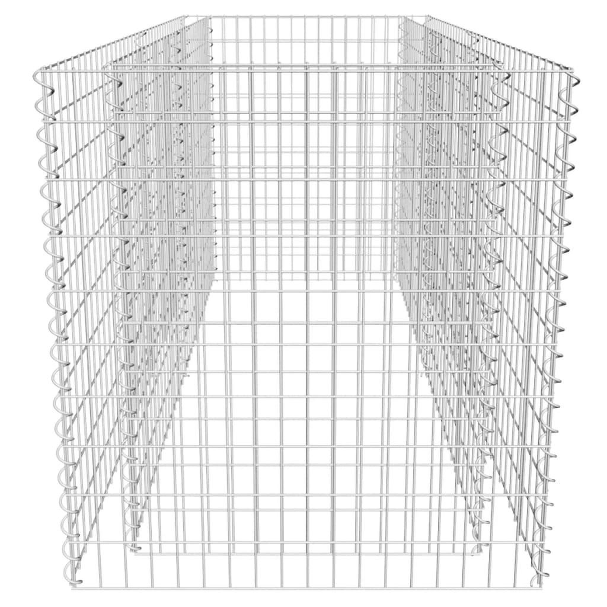 Voir la diapositive 5 : VIDAXL Lit sureleve a gabion acier 180 x 90 x 100 cm argente