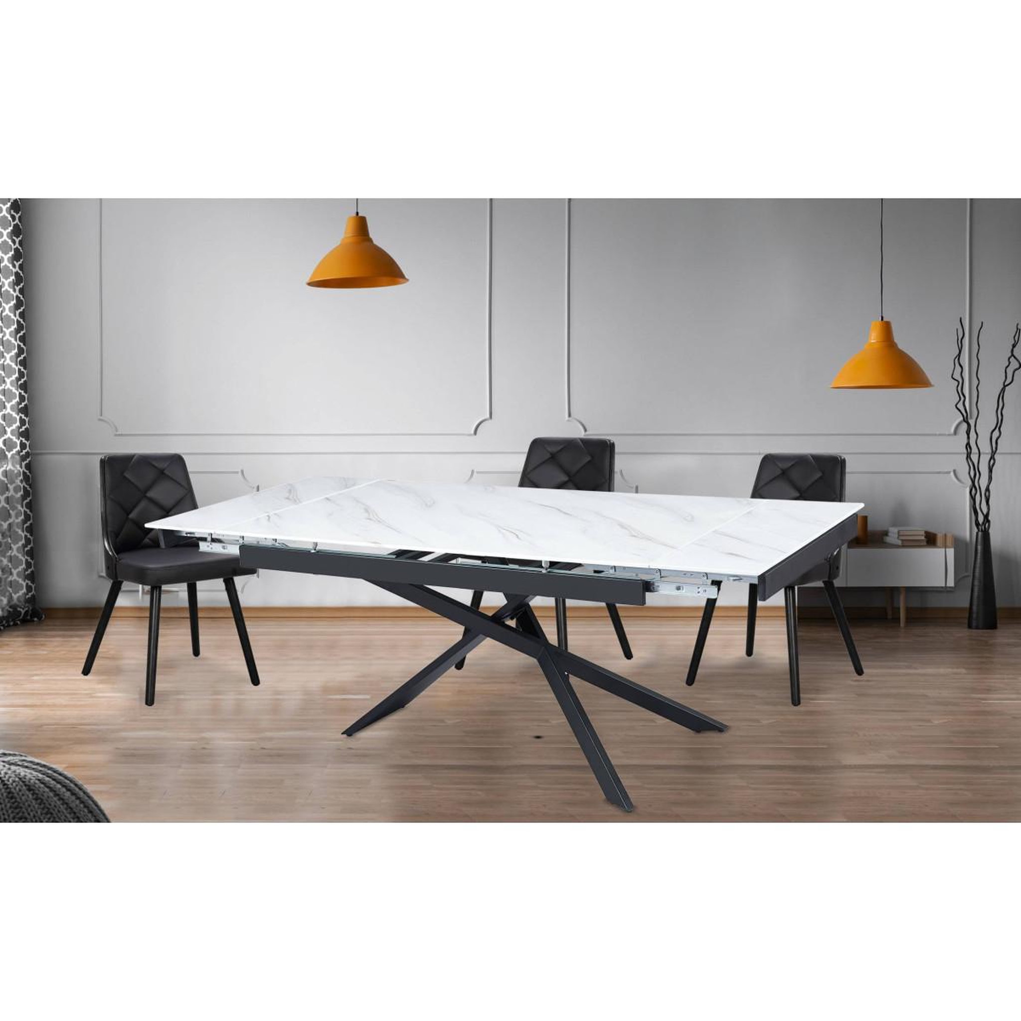 Voir la diapositive 4 : Paris Prix Table à manger extensible  lara  150-210cm blanc & noir