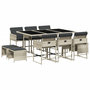 Voir la diapositive 2 : VIDAXL Ensemble a manger de jardin 11pcs avec coussins gris poly rotin