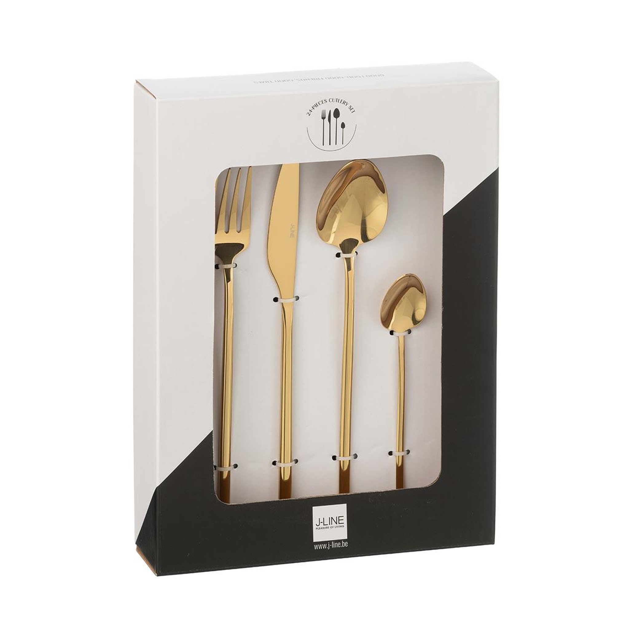 Voir la diapositive 5 : J-LINE Ménagère 24 pièces en inox  irvin brillant  27cm or