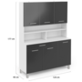 Voir la diapositive 5 : ID MARKET Buffet de cuisine 120 CM CINA 6 portes + tiroir blanc et gris brillant