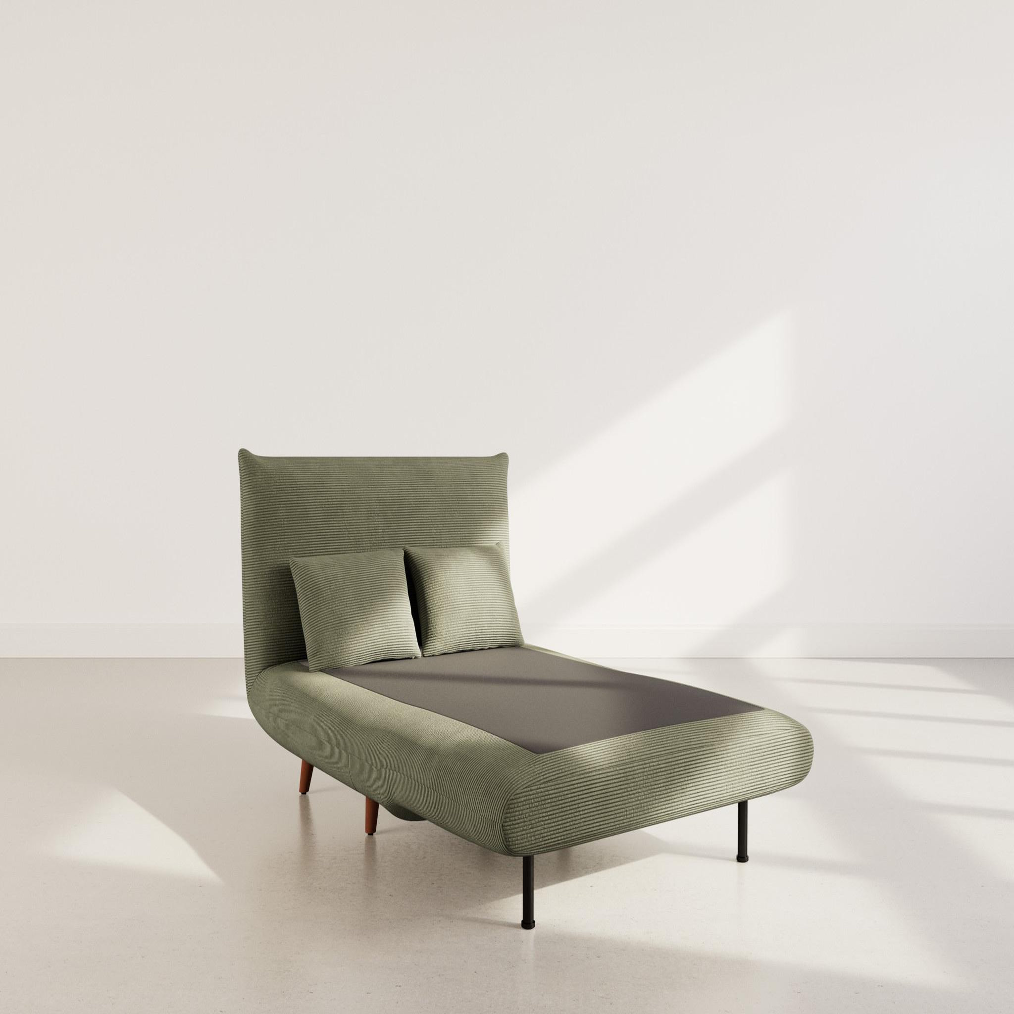 Voir la diapositive 2 : BEST MOBILIER Lumi - banquette convertible clic-clac 1 place en velours côtelé
