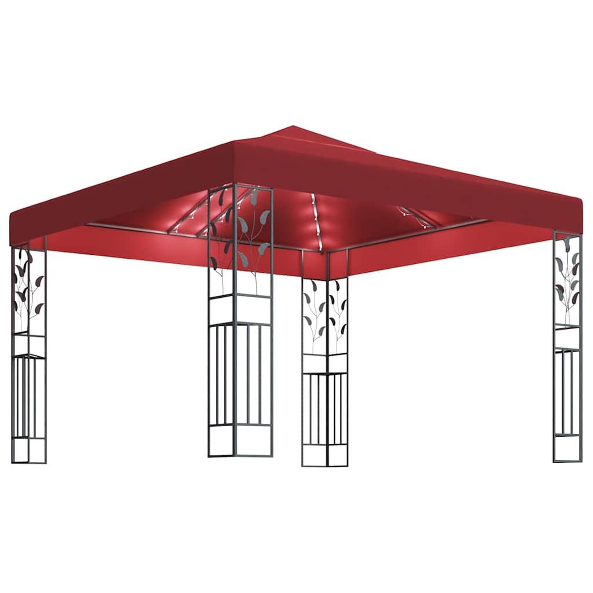 Voir la diapositive 2 : VIDAXL Tonnelle avec guirlande lumineuse a LED 3x3 m Bordeaux