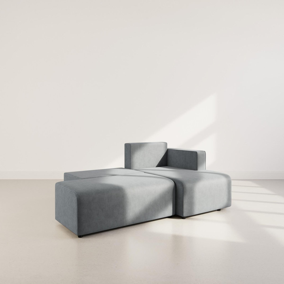 BEST MOBILIER Topaze - canapé d'angle droit 4 places convertible avec coffre en velours côtelé