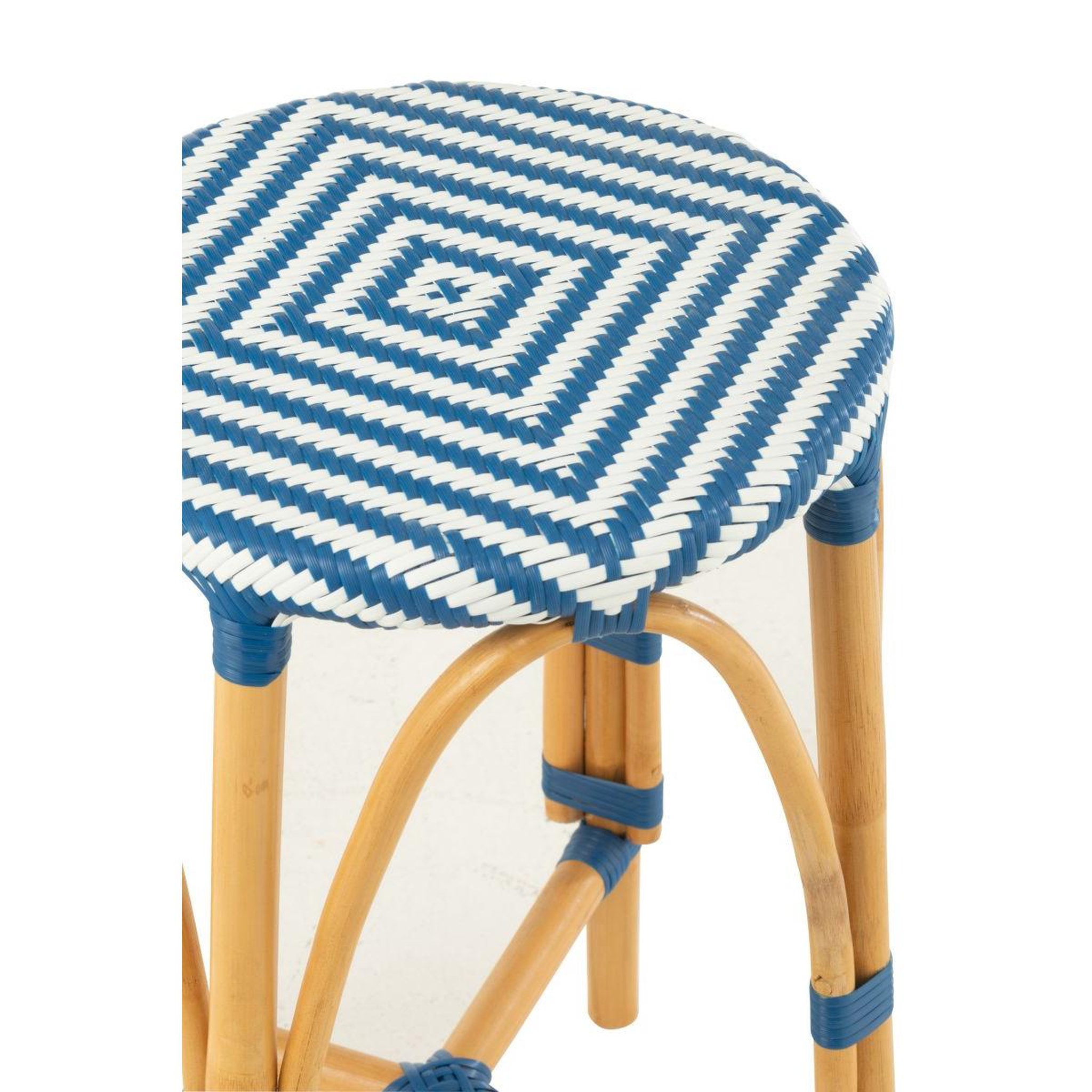 Voir la diapositive 3 : J-LINE Tabouret de bar en rotin  danial  65cm bleu