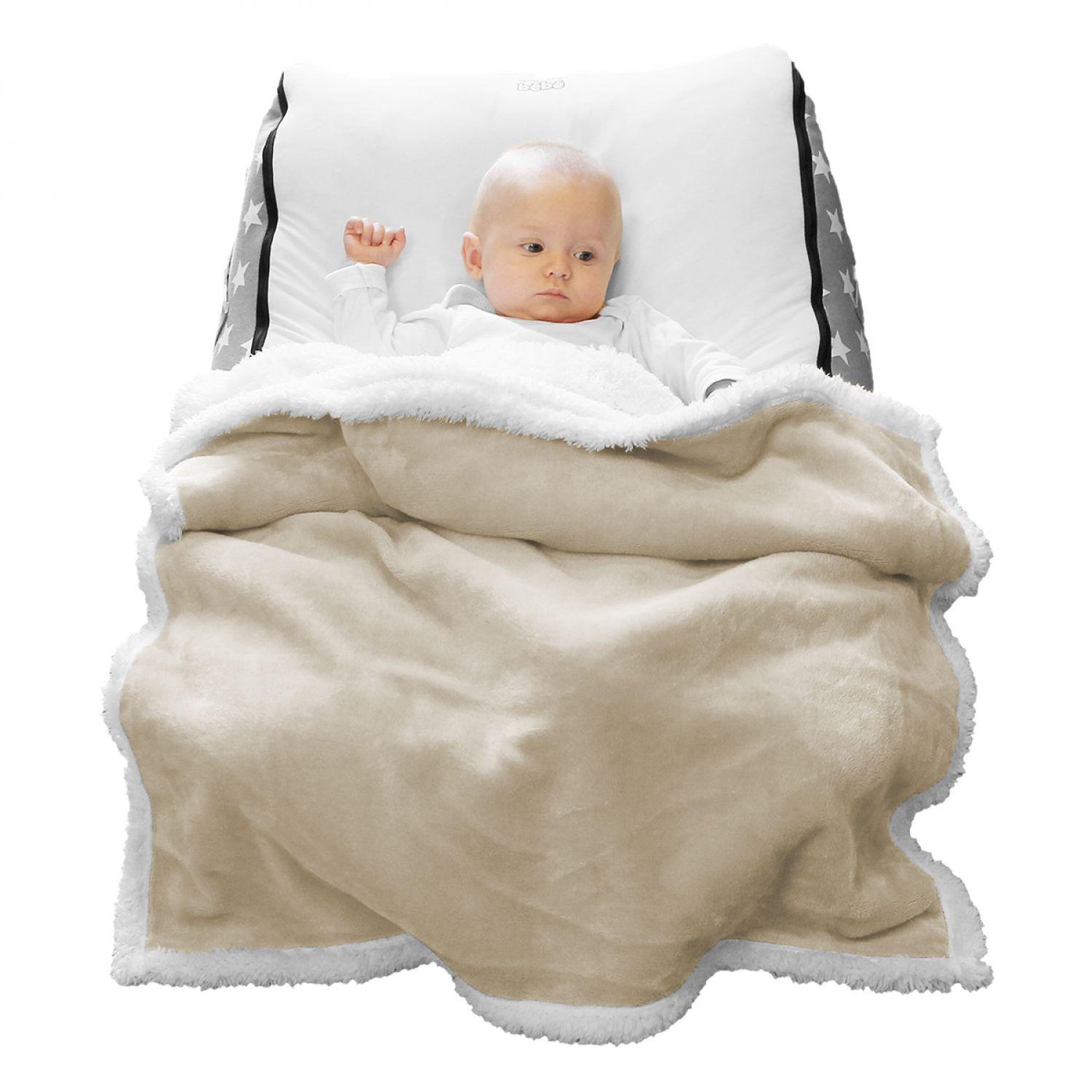 Voir la diapositive 4 : Monsieur Bébé Lot de 2 couvertures, plaids polaires pour bébé 75 x 100 cm en flanelle et sherpa ultra doux