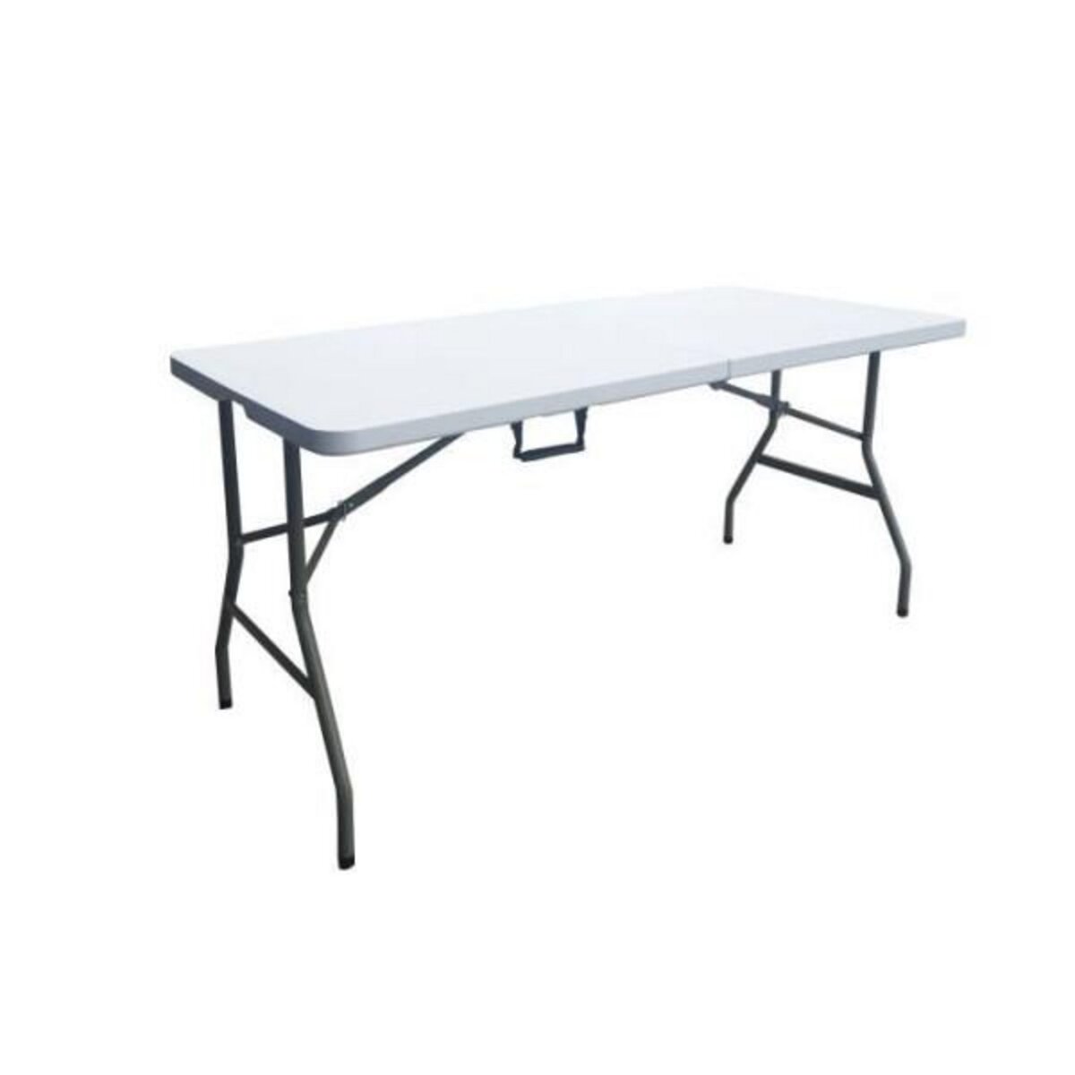 Table de réception pliante 6 personnes - 150 cm - Structure acier et  plateau en polyéthylene PEHD - Blanc pas cher 