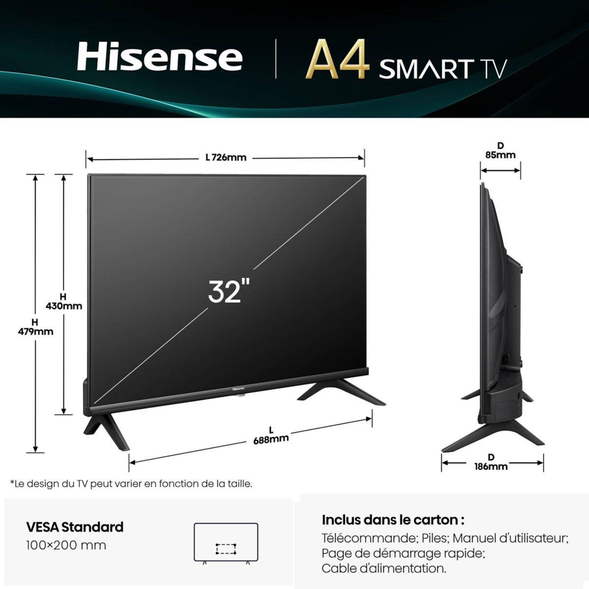 Hisense TV LED 32A49Q 2025 (80cm)