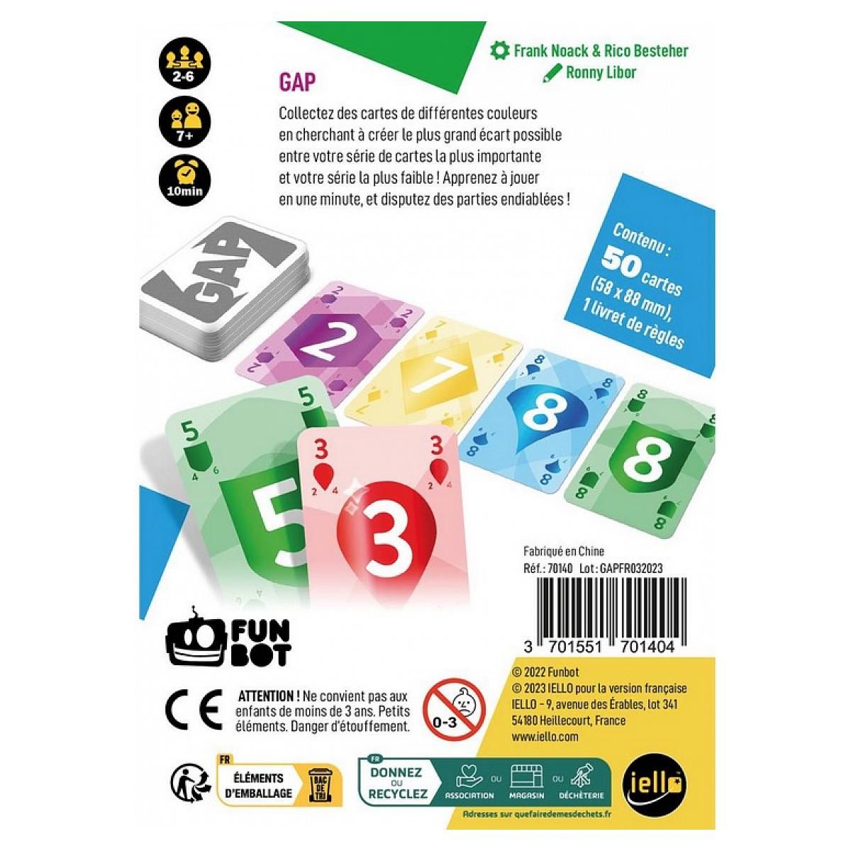 Iello Gap jeux de carte de combinaison