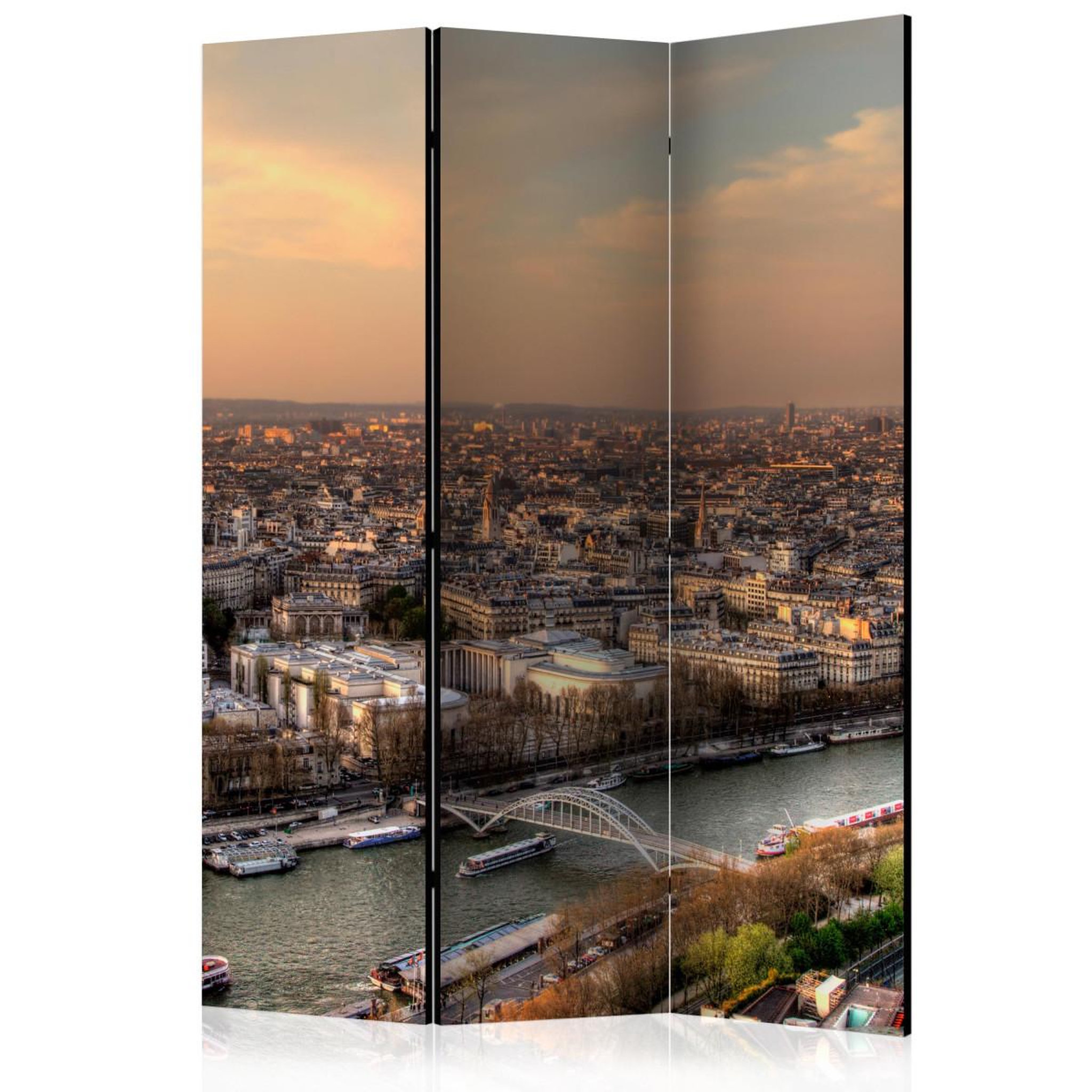 Paris Prix Paravent 3 volets  barges on the seine  135x172cm