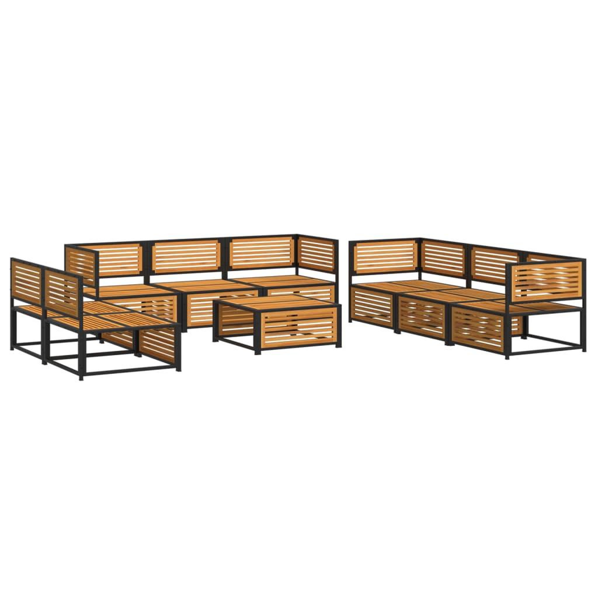 Voir la diapositive 3 : VIDAXL Salon de jardin avec coussins 9 pcs bois massif d'acacia