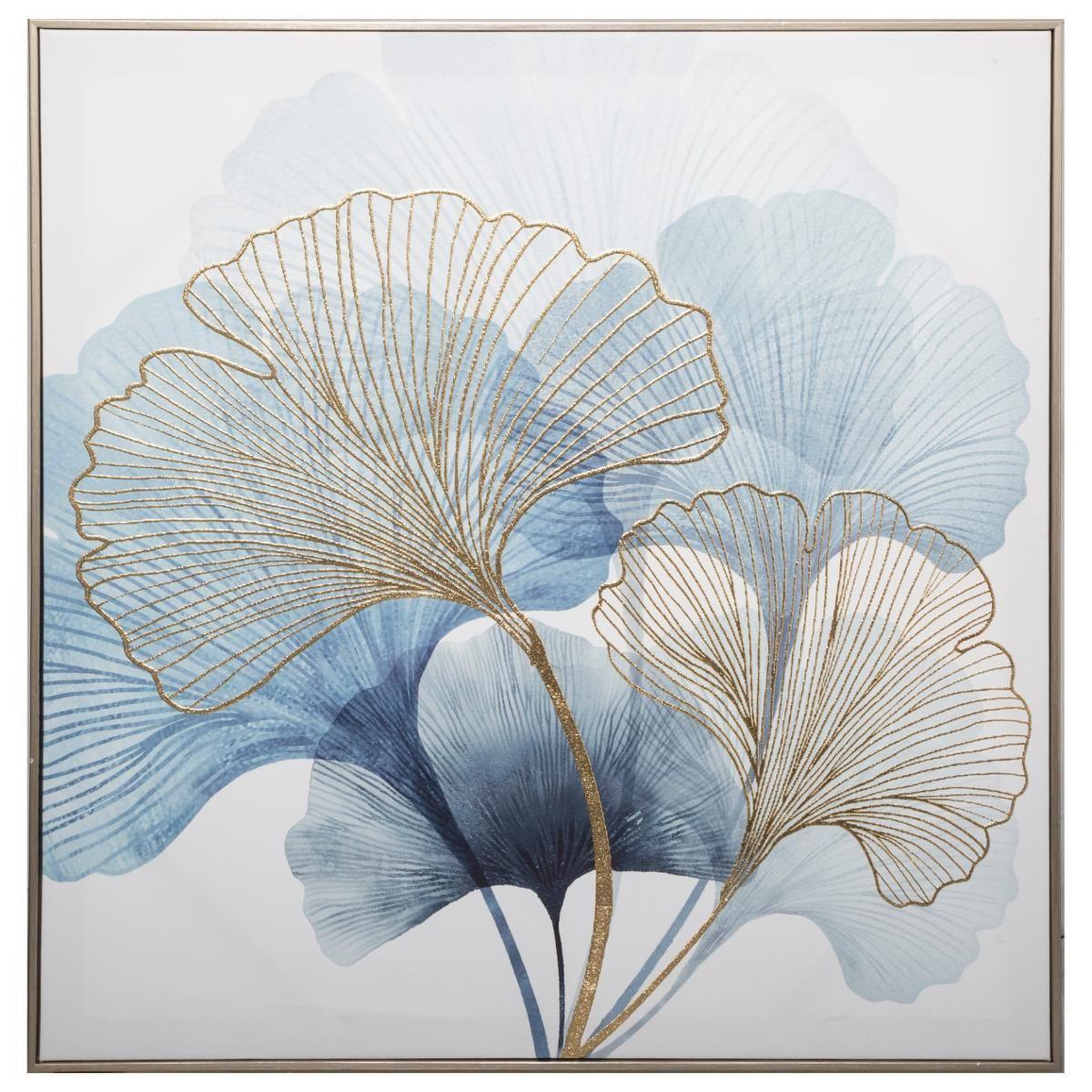 ATMOSPHERA Toile imprimée murale  ginkgo  58x58cm bleu