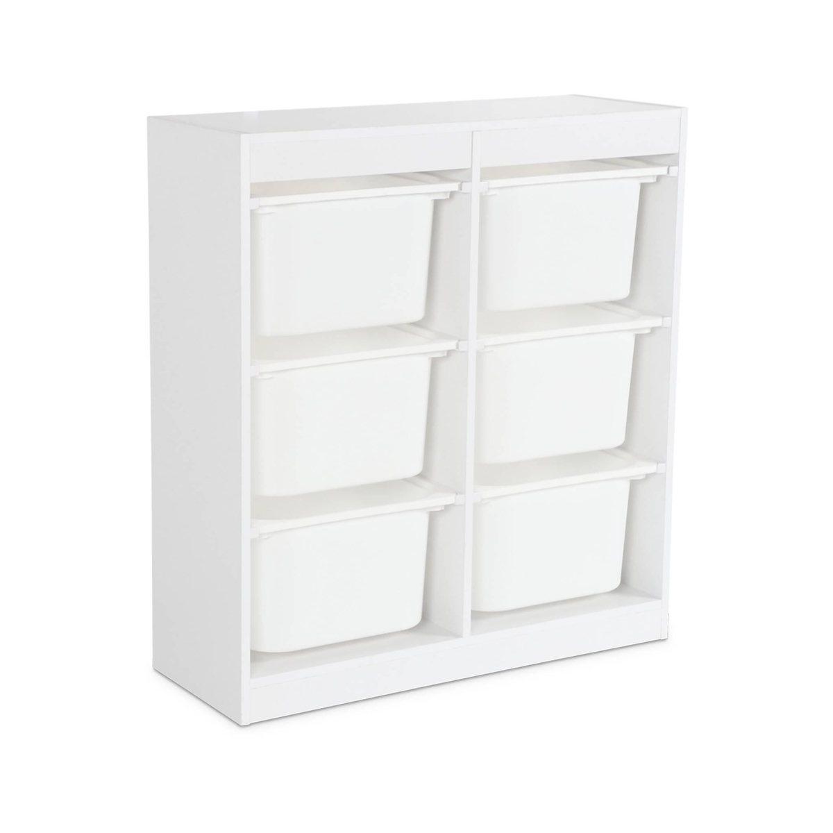 SWEEEK Meuble de rangement enfant. blanc. 6 bacs de rangement en plastique