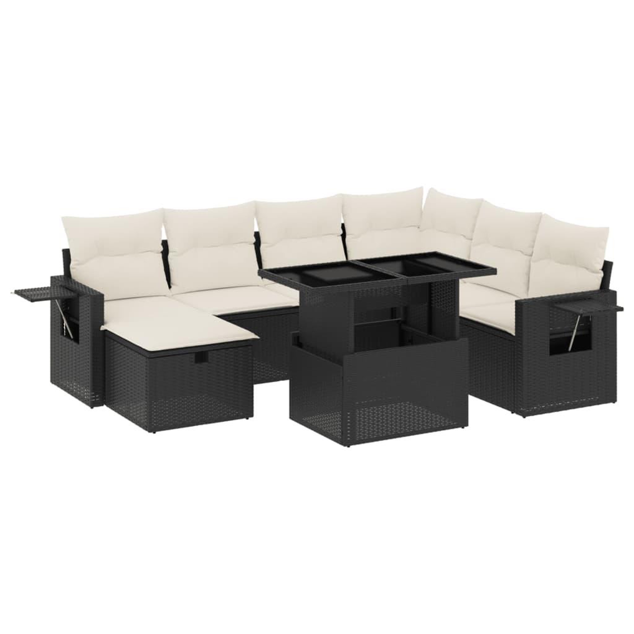 Voir la diapositive 2 : VIDAXL Salon de jardin 8 pcs avec coussins noir resine tressee