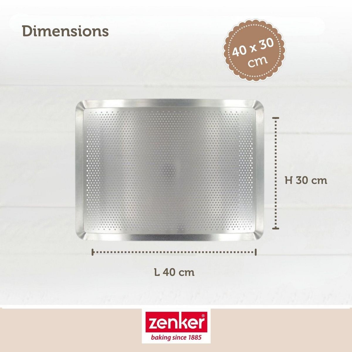ZENKER Plaque à pâtisserie perforée 40 x 30 cm en alu 18/10 Zenker Special Cooking