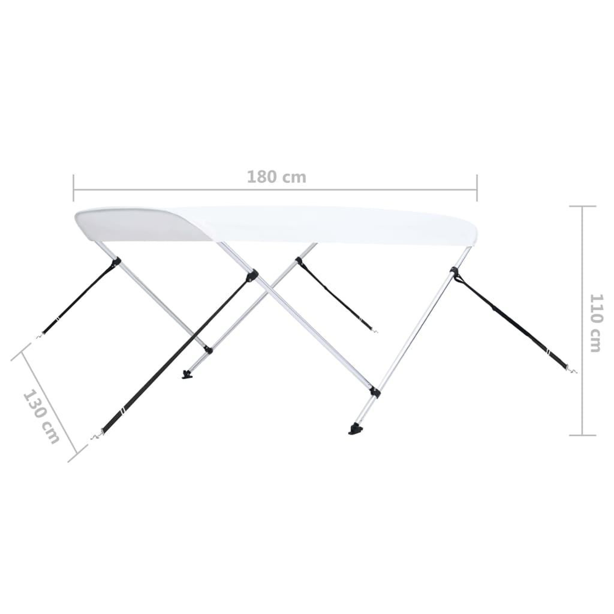 Voir la diapositive 6 : VIDAXL Auvent bimini a 2 arceaux Blanc 180x130x110 cm