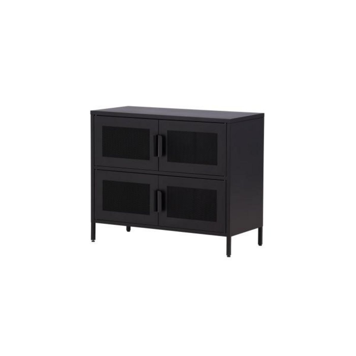 Paris Prix Buffet 4 Portes en Métal  Nett  90cm Noir