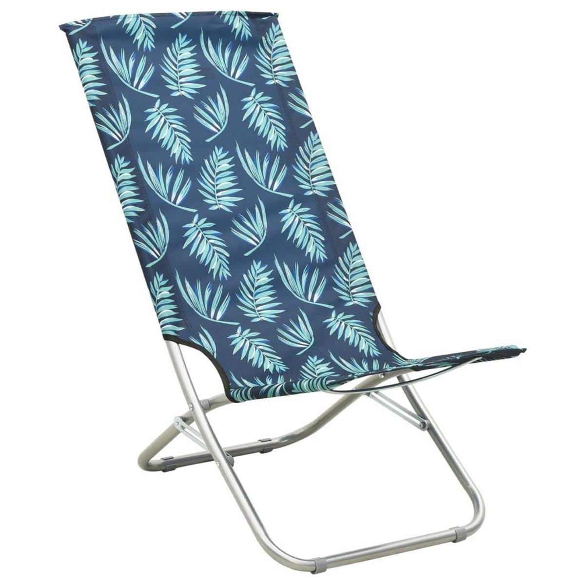 VIDAXL Chaises de plage pliables lot de 2 Motif de feuilles Tissu