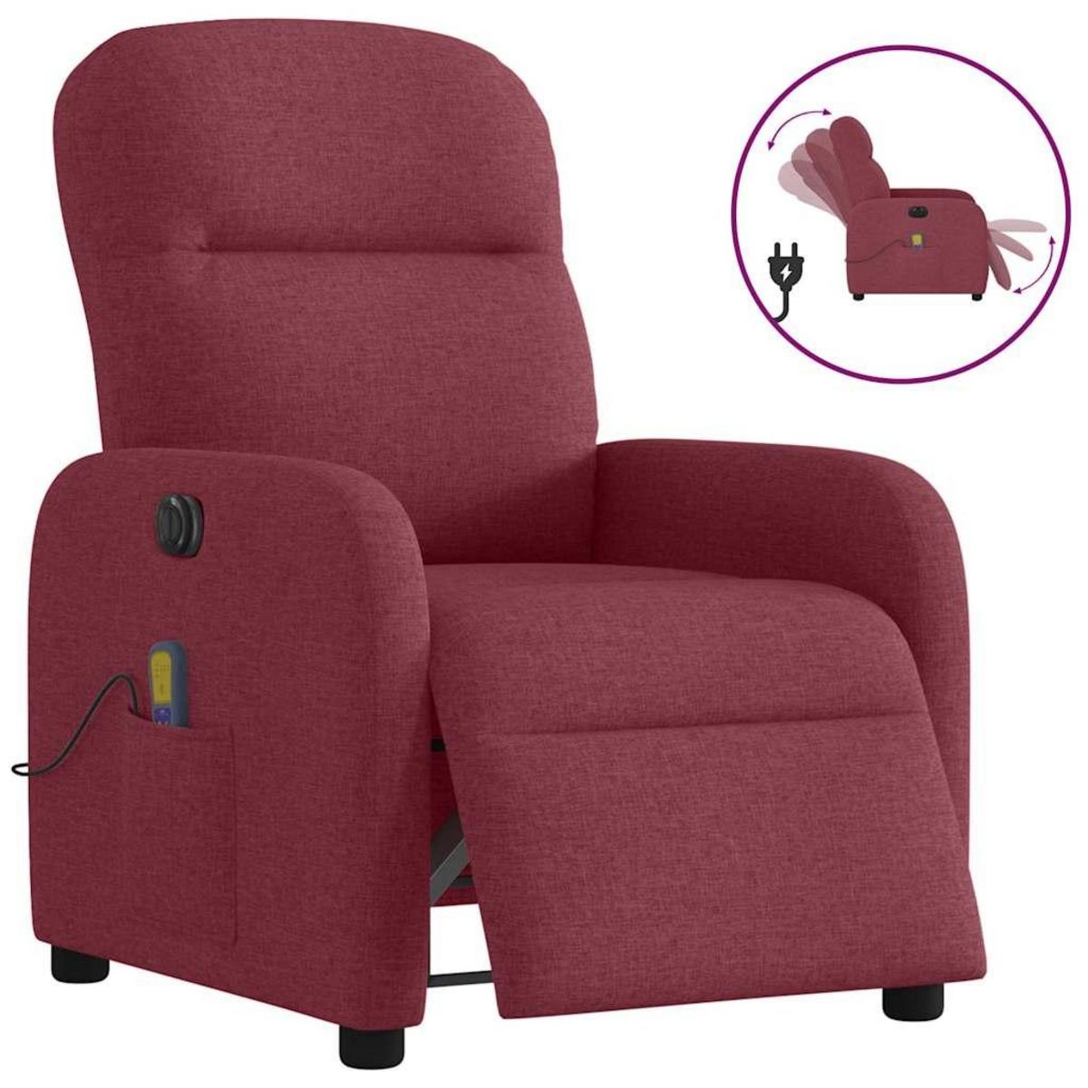 VIDAXL Fauteuil de massage inclinable electrique Rouge bordeaux Tissu