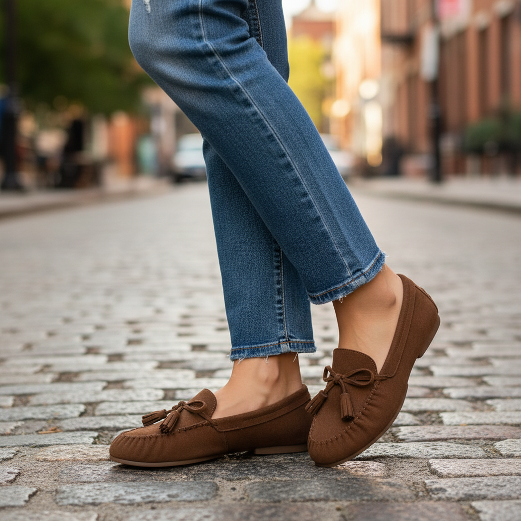 Voir la diapositive 2 : OZABI Ozabi mocassins femme bobo chic nœud pampilles daim synthétique