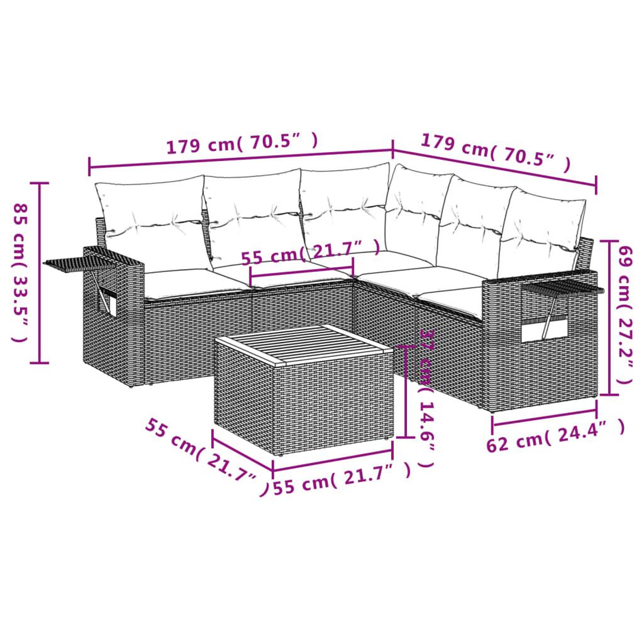 Voir la diapositive 4 : VIDAXL Salon de jardin 6 pcs avec coussins noir resine tressee