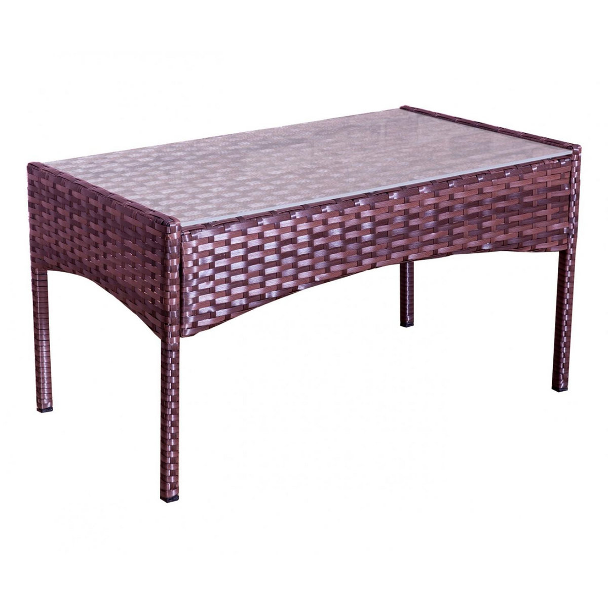 CONCEPT USINE Salon de jardin 4 places en résine tressée marron et blanc MYKONOS