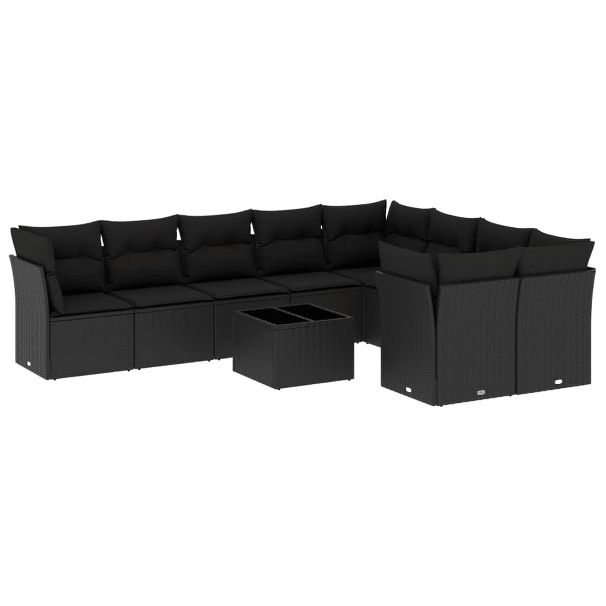 Voir la diapositive 2 : VIDAXL Salon de jardin 10 pcs avec coussins noir resine tressee