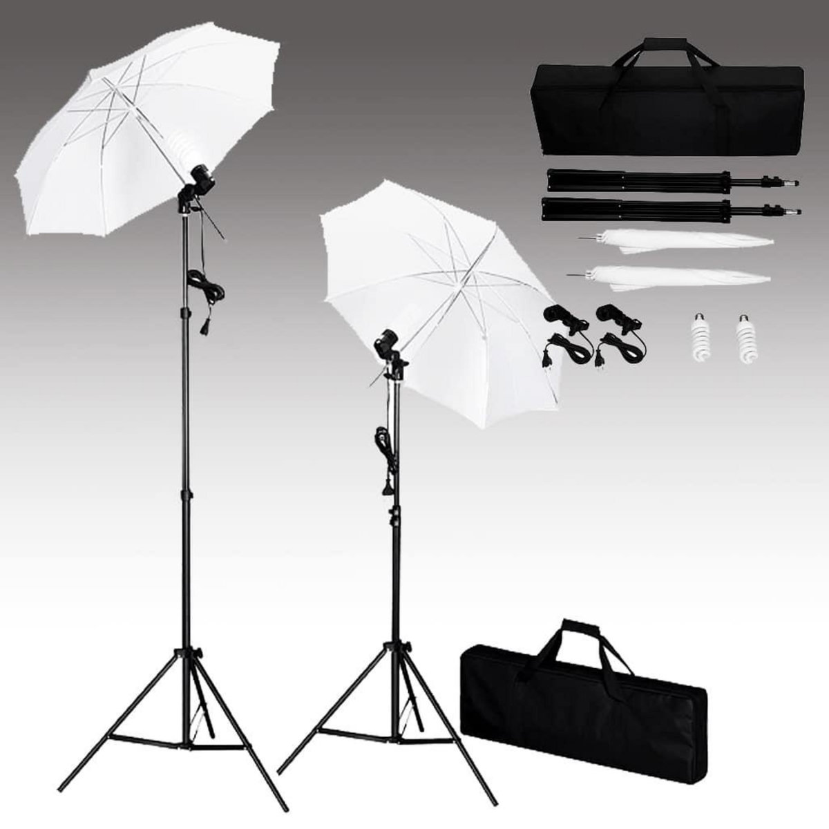 VIDAXL Kit de studio photo avec toile de fond lampes et parapluies