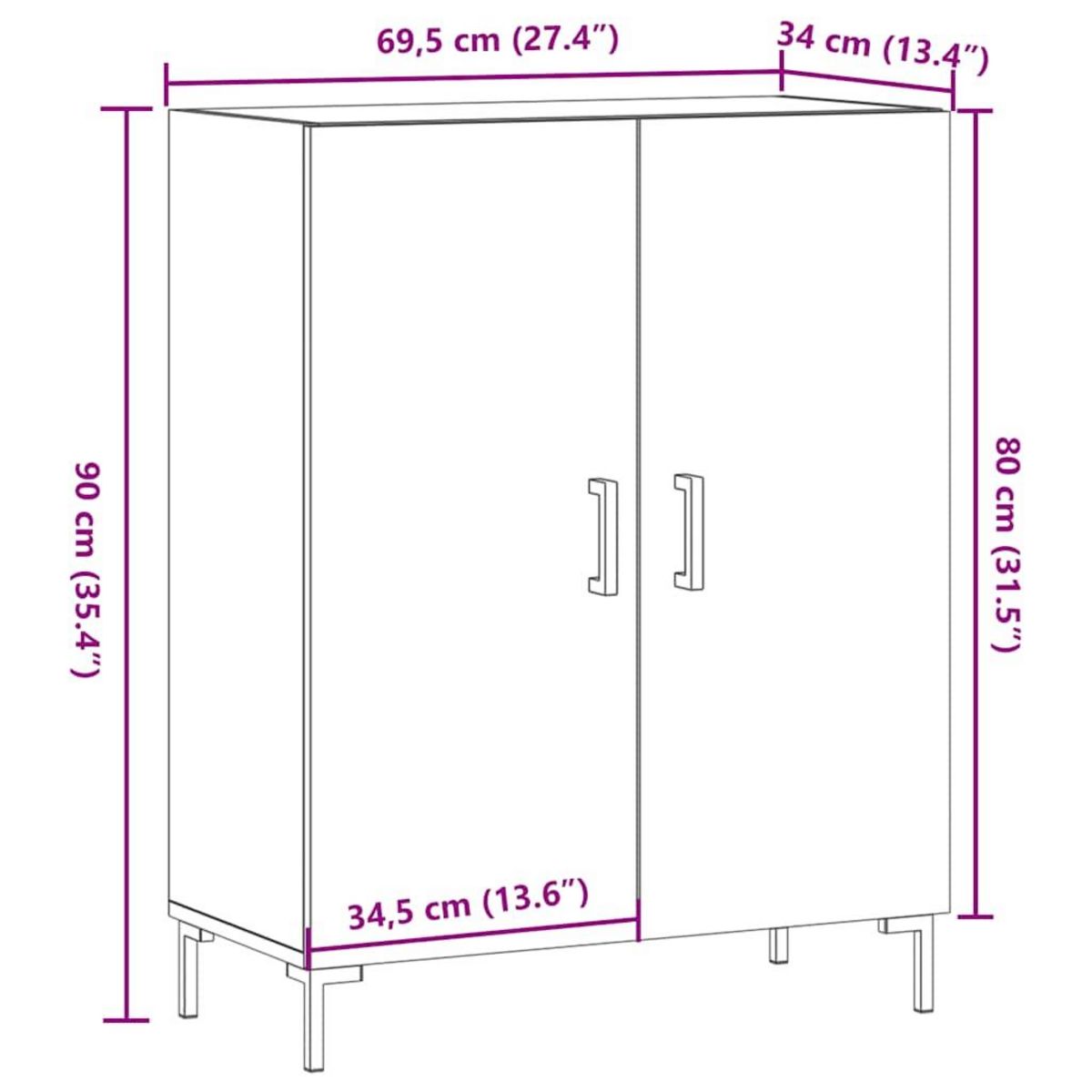 VIDAXL Buffet vieux bois 69,5x34x90 cm bois d'ingenierie