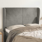 VIDAXL Tete de lit avec oreilles Gris clair 147x23x118/128 cm Velours