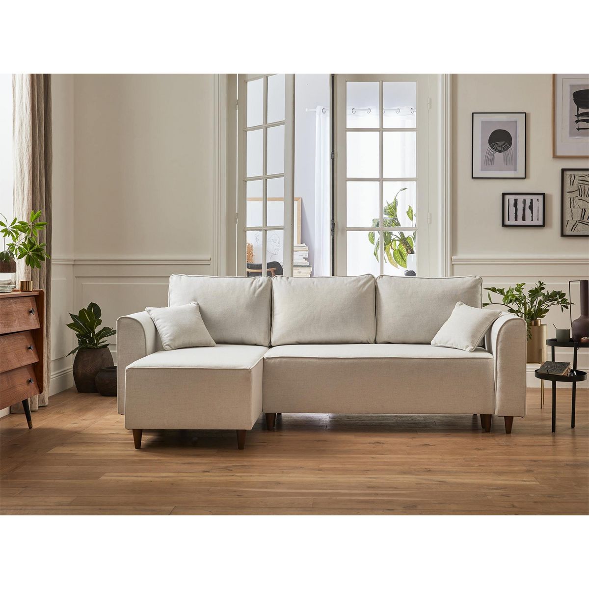 BEST MOBILIER Saphir - canapé d'angle réversible 4 places - convertible - avec coffre - en tissu