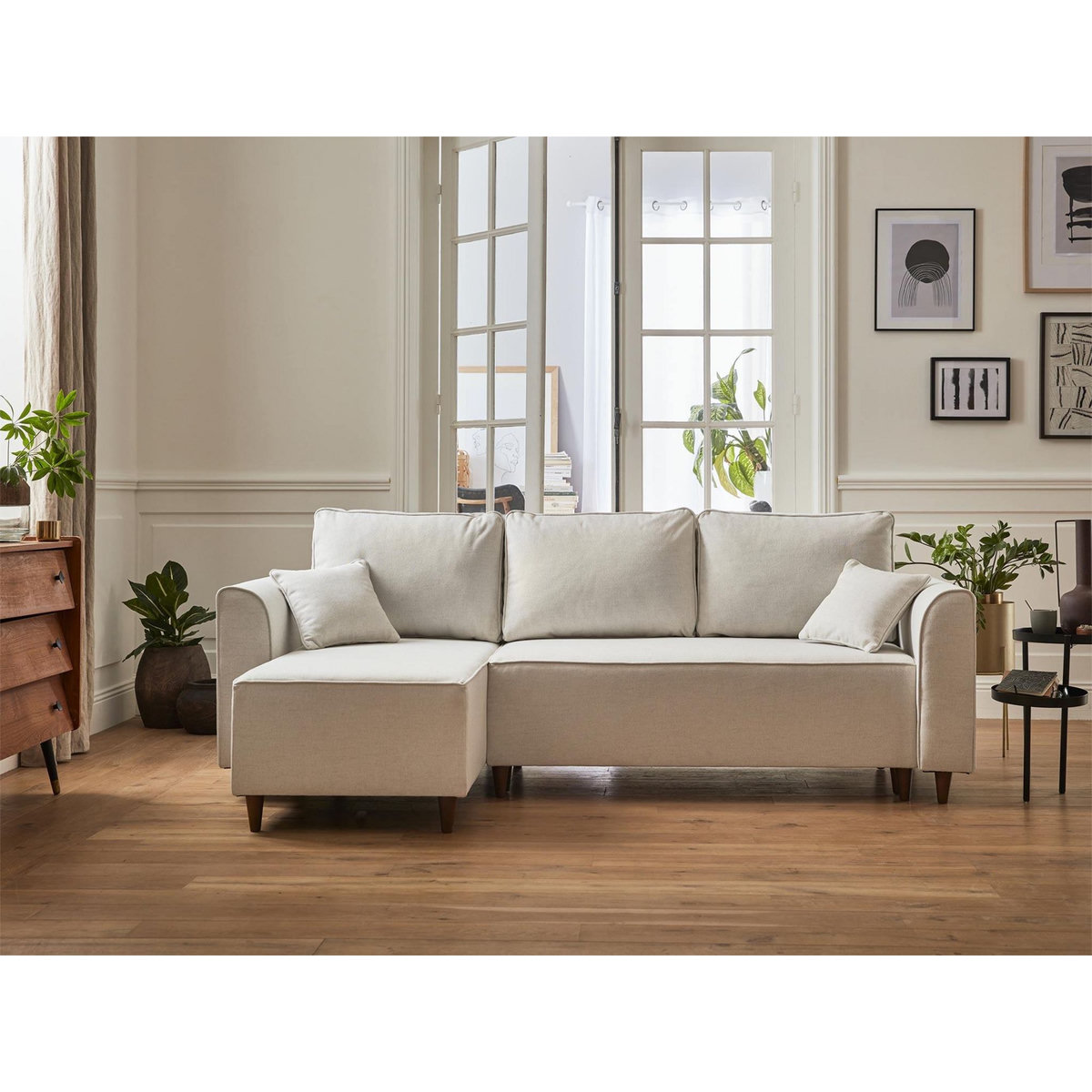 BEST MOBILIER Saphir - canapé d'angle réversible 4 places - convertible - avec coffre - en tissu