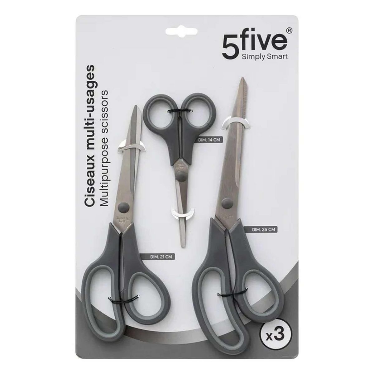 FIVE Set de 3 paires de ciseaux multi-usages