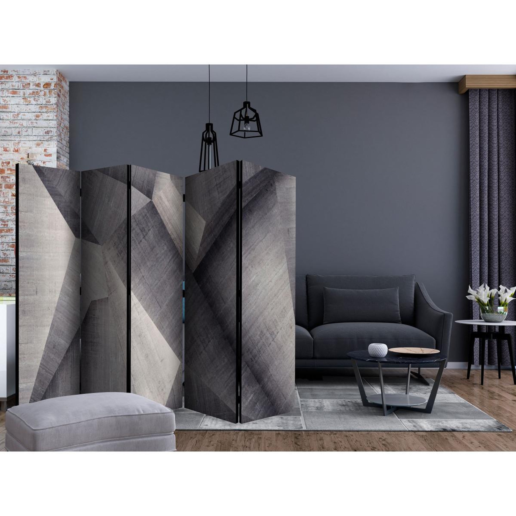 Voir la diapositive 2 : Paris Prix Paravent 5 volets  abstract concrete blocks  172x225cm